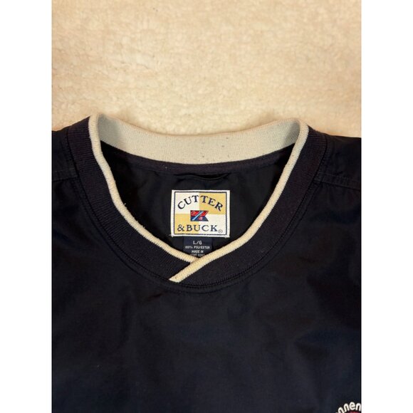 Cutter & Buck Navy Pullover Sweatshirt L/G Polyester V-Neck Embroidered Sonnenal - Picture 6 of 16
